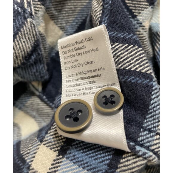 Jachs Mens XL Heavyweight Flannel Shirt Long Sleeve Button Up Blue White Plaid - Picture 8 of 9
